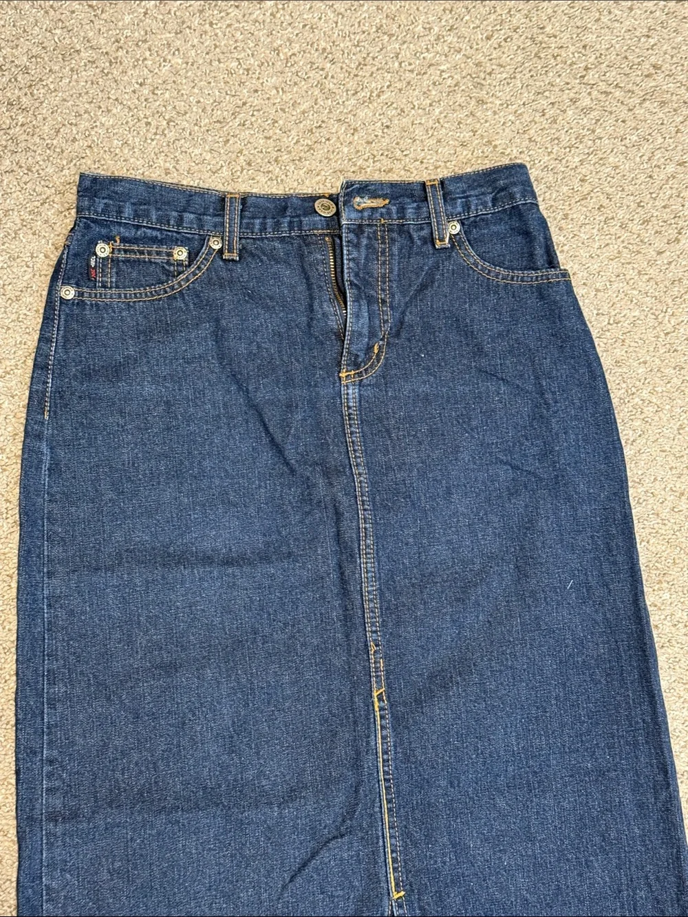 Vintage Dark Wash Denim Maxi Skirt